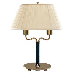 Table Lamp 2388 by Josef Frank, Brass Frame with Green Leather, Sweden