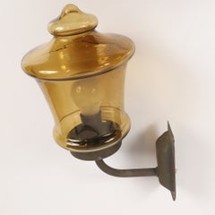 Brass Outdoor Wall Lamps With Yellow Glass Shades By Gnosjö Konstsmide