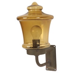 Brass Outdoor Wall Lamps With Yellow Glass Shades By Gnosjö Konstsmide