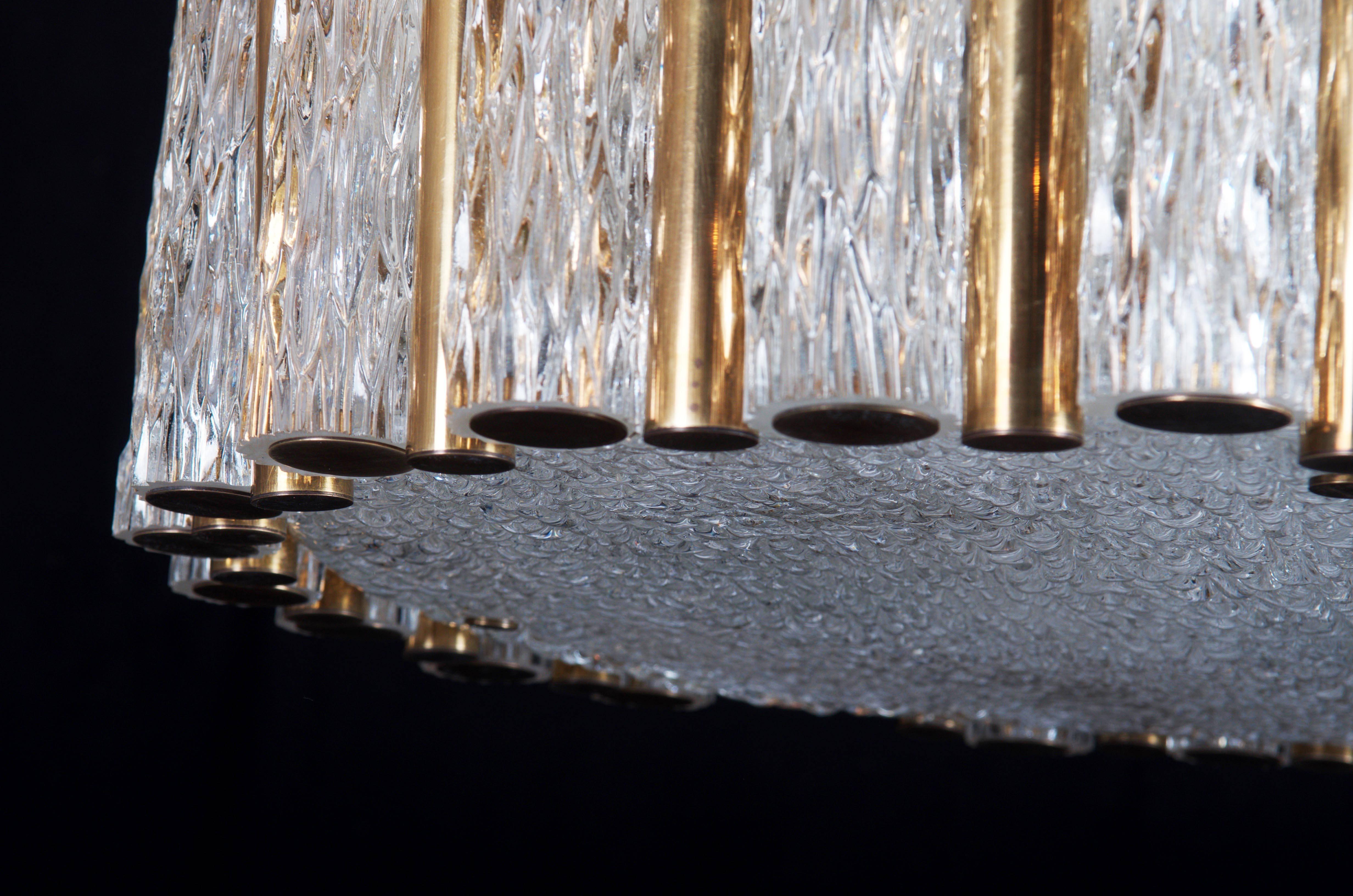 Mid-Century Ice Glass Chandelier by Kaiser Leuchten 1