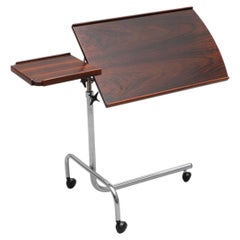 Danish Modern HMN Hardwood And Chrome Adjustable Reading Tray Table Stand