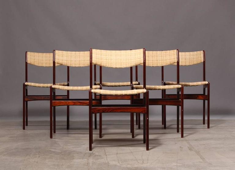 Set of Six MidCentury Danish Rosewood Dining Chairs For Sale at 1stdibs