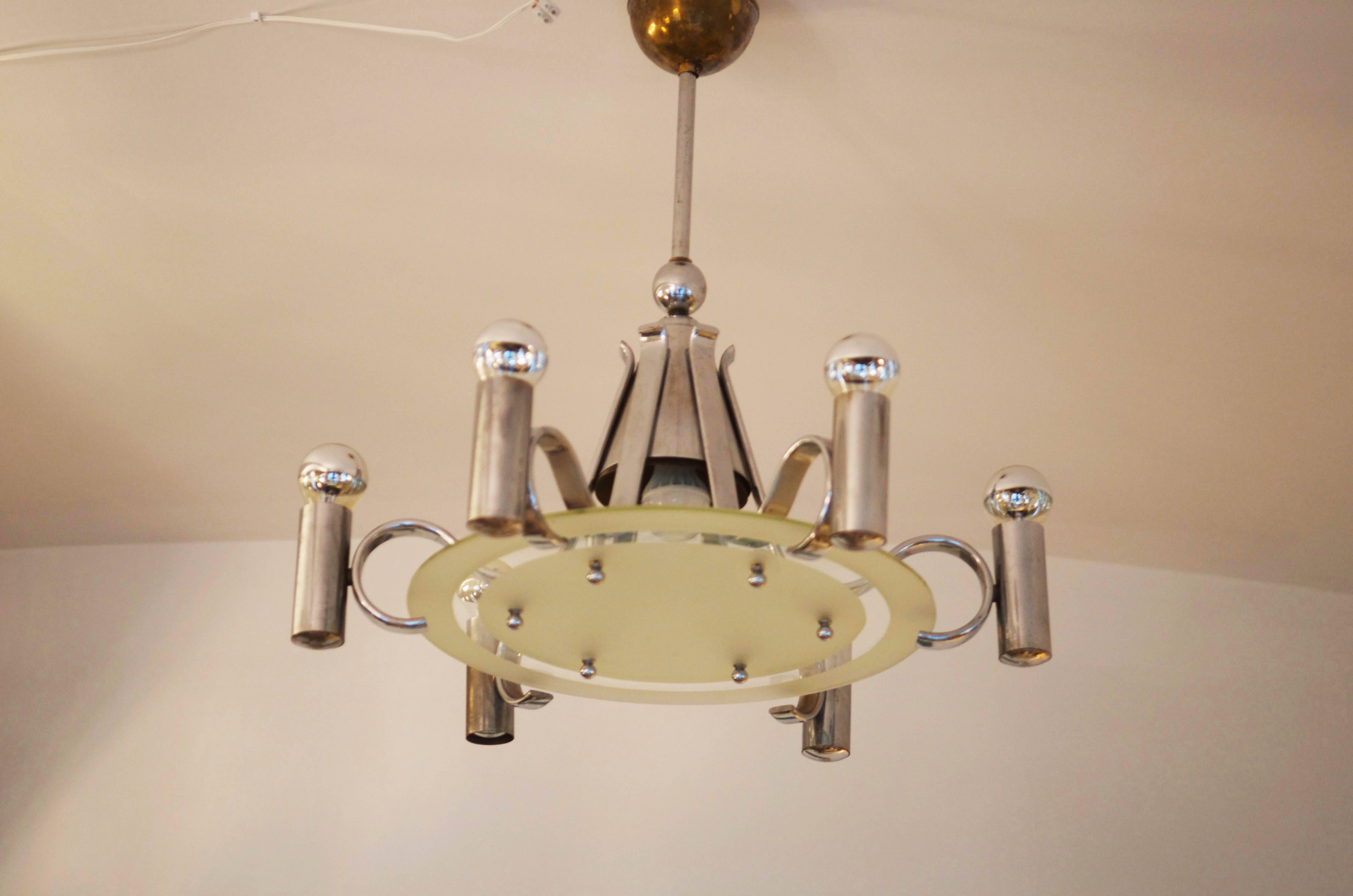Mid-20th Century Bauhaus Chandelier from the 1930s For Sale