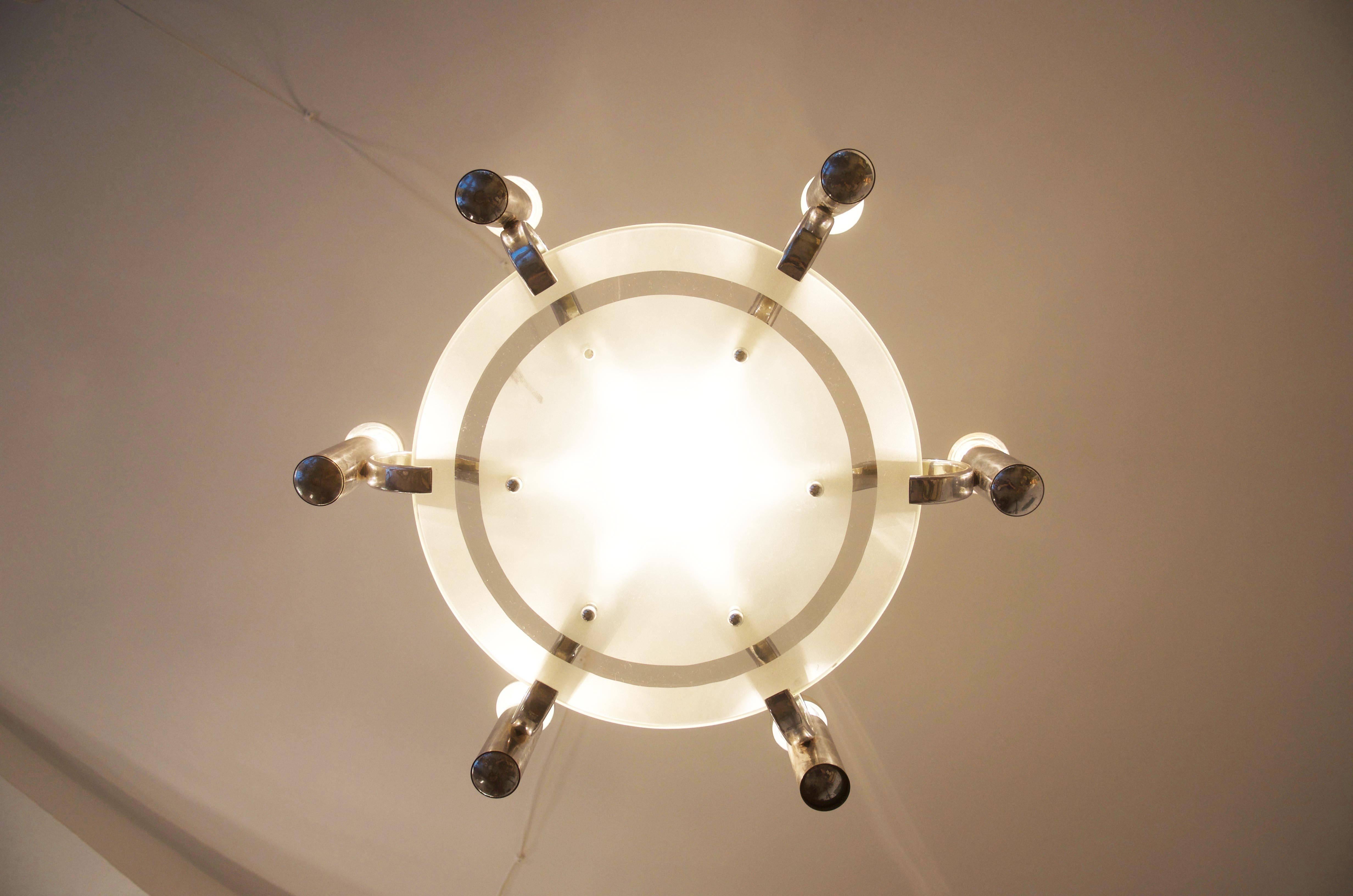 Brass Bauhaus Chandelier from the 1930s For Sale