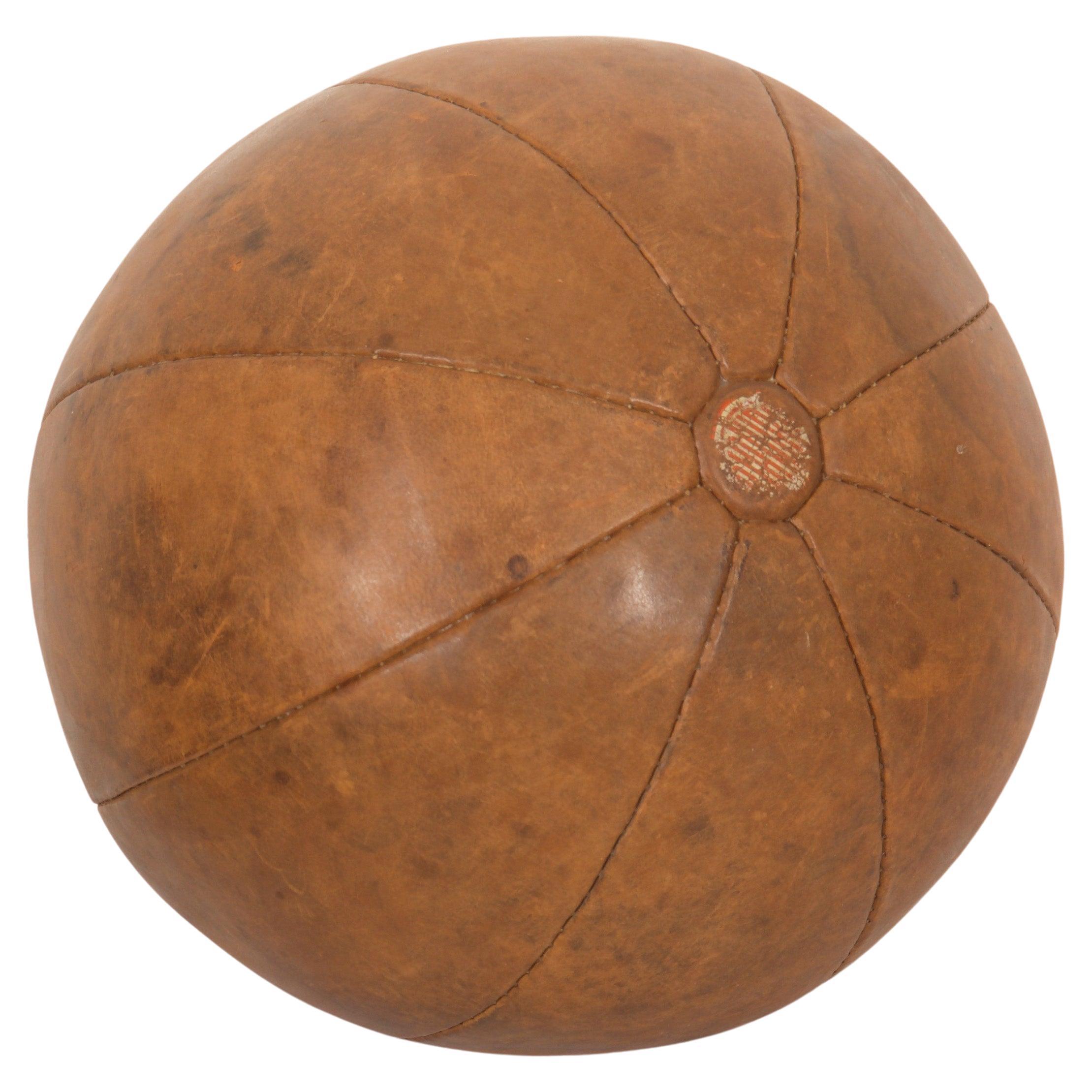 Vintage Leather Medicine Ball For Sale