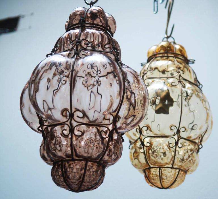 Seguso Murano Caged Glass Pendant Light For At 1stdibs Art Glass Seguso Murano Caged Pendant Light For