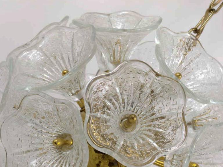 Murano Glass Flowers Chandelier In The Style Of Venini For At Beautiful Handblow Clear Glass Flower Sputnik Chandelier With Brass Frame In Style Of Venini Italy