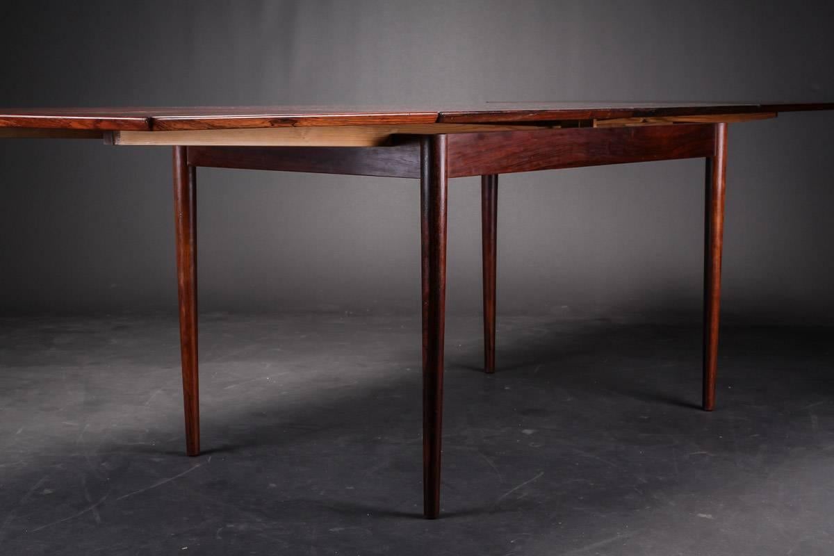 Hardwood construction made in the 1960s in Denmark by unknown designer.
Dimensions:
H 74, L 127, B 86 cm. Pull-off plates 2 x 62 cm.