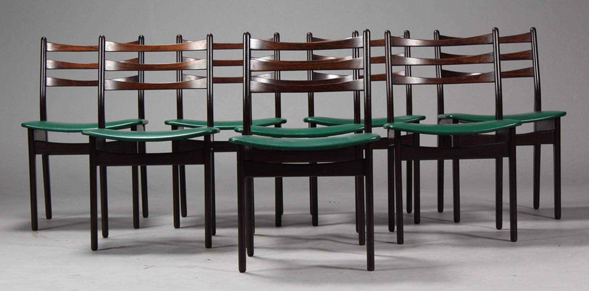Hardwood Set of Eight Swedish Dinning Chairs For Sale