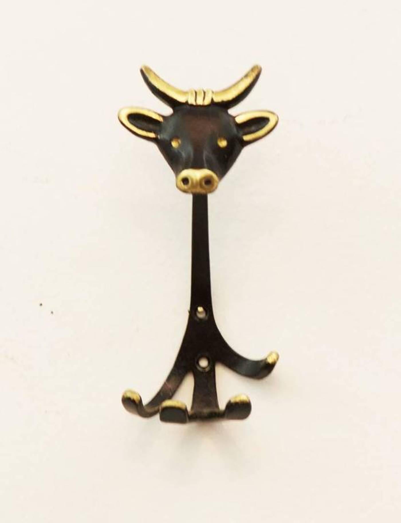 Mid-Century Modern Cow Wall Hook by Walter Bosse For Sale