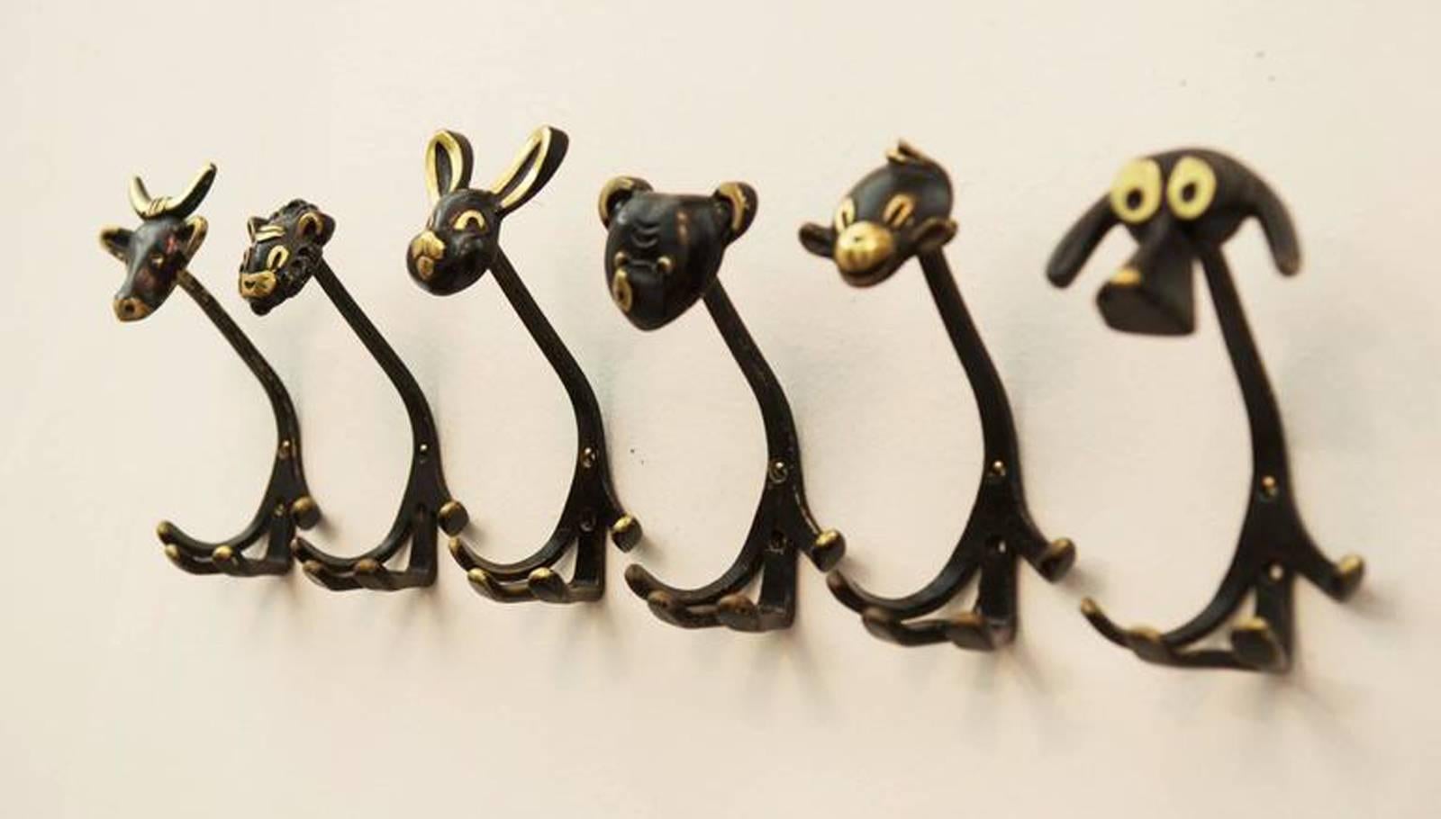 Mid-Century Modern Set of Four Wall Hooks by Walter Bosse