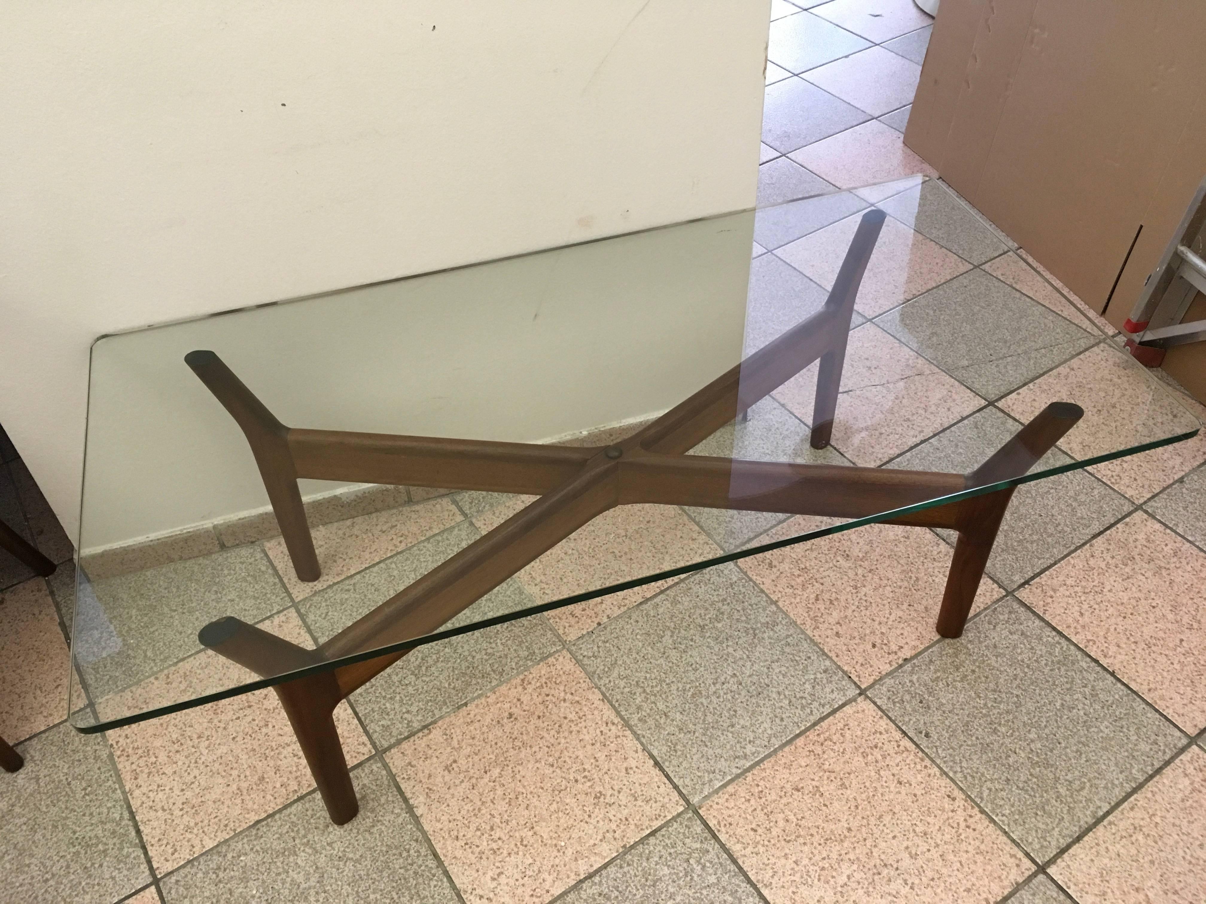 Danish Mid-Century Teak, Glass Coffee Table By Alf Svensson For Sale