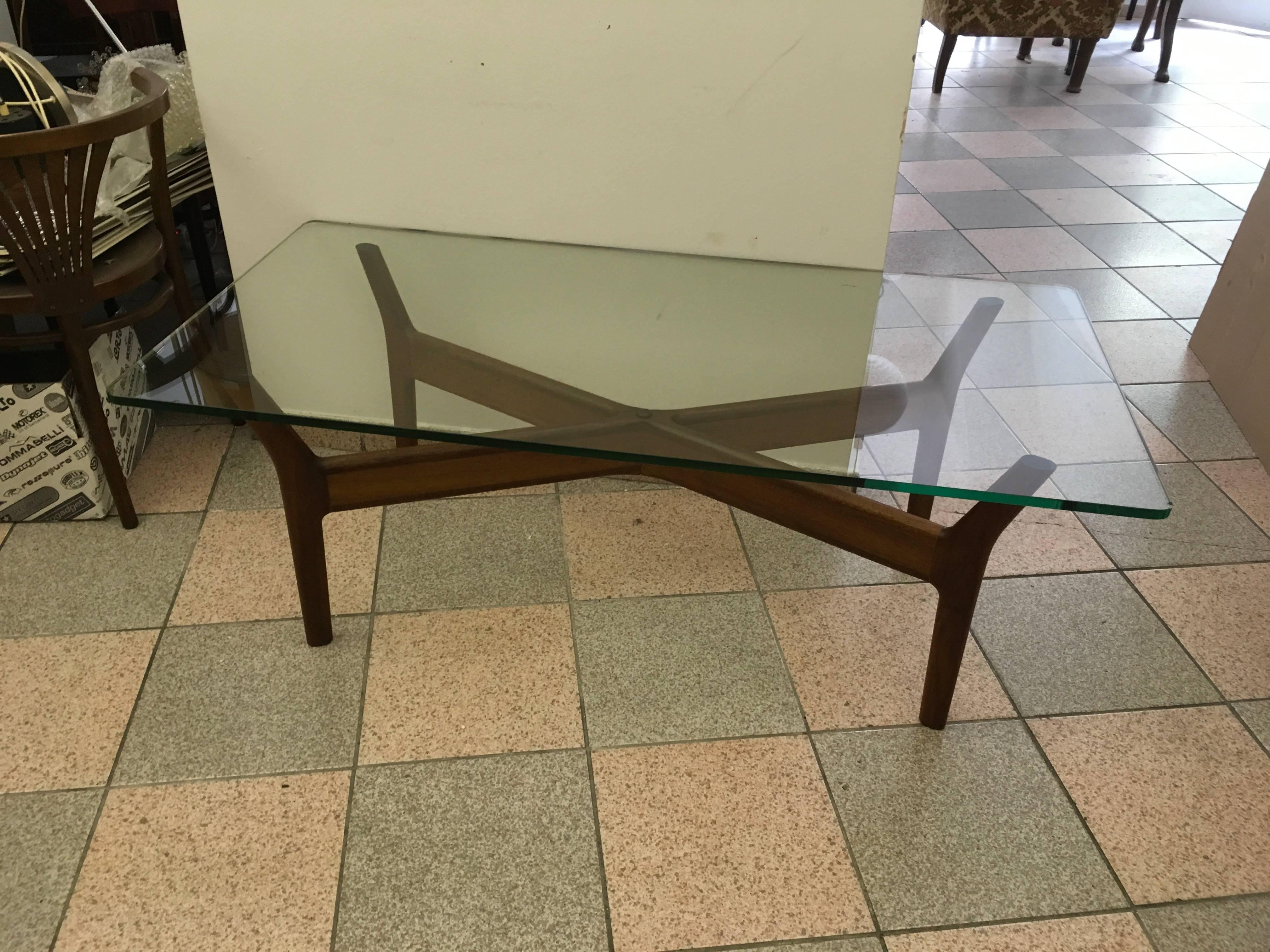Mid-Century Teak, Glass Coffee Table By Alf Svensson For Sale 3
