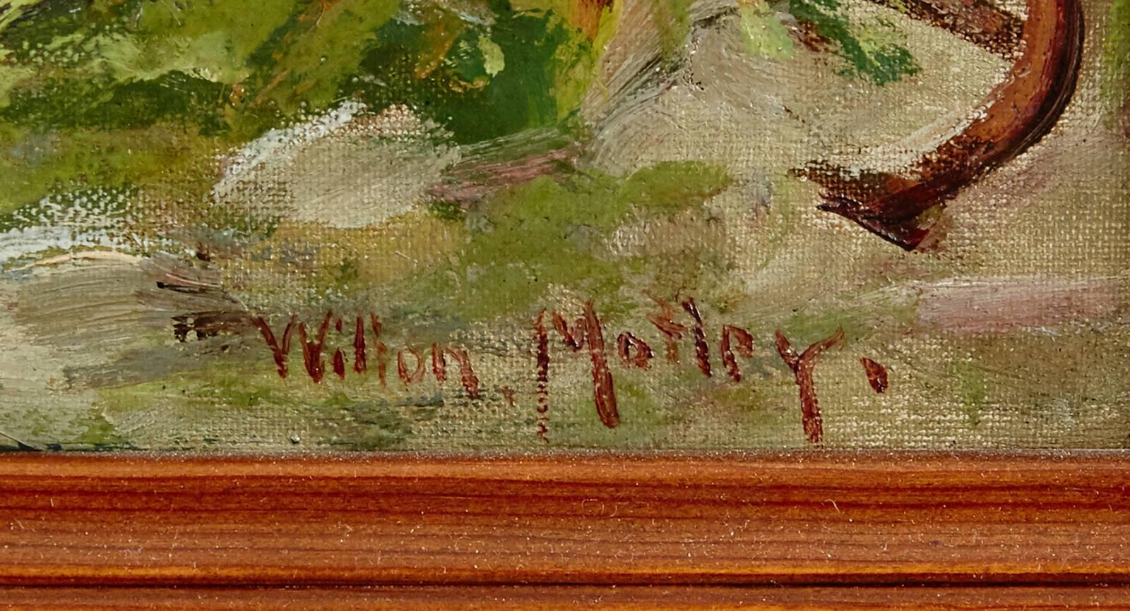 Wilton Motley motivo costero, firmado, óleo sobre lienzo. Dimensiones: 50 x 75 cm.