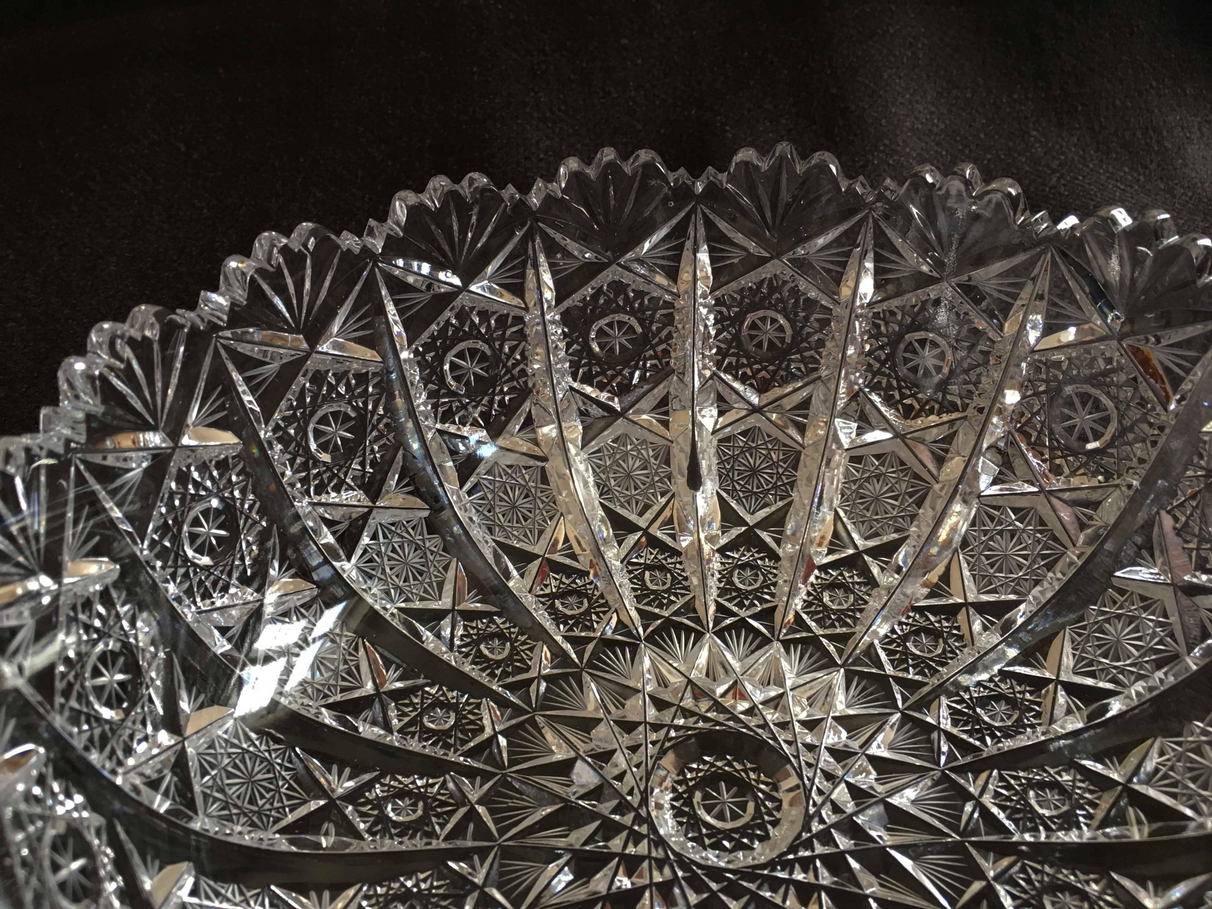 Czech Bohemin Cut Crystal Centrepiece Bowl