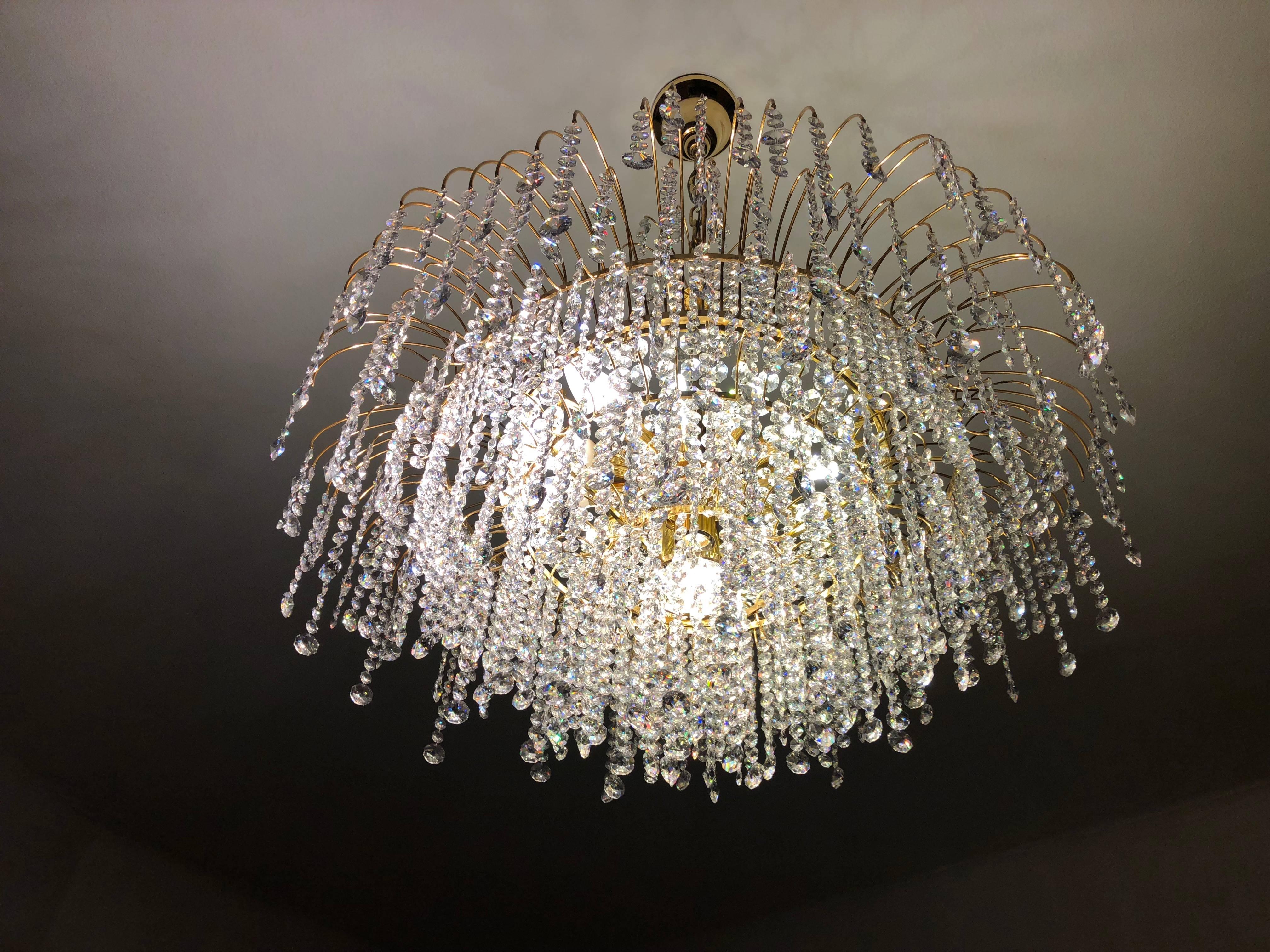Late 20th Century Stunning Cut Crystal Chandelier from the 1970s For Sale