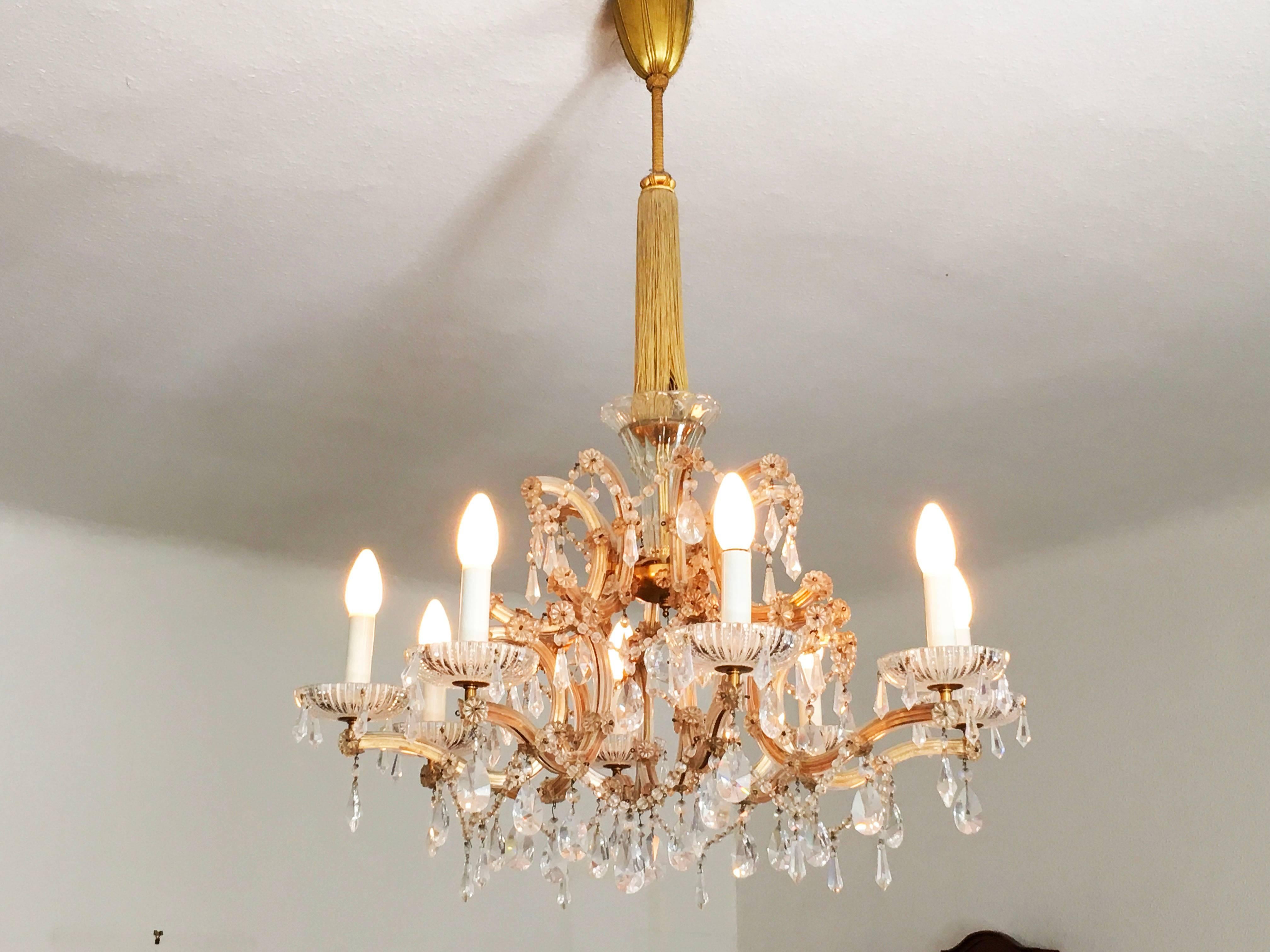 Mid-20th Century 20th Century Maria Theresia Style Cut Crystal Chandelier