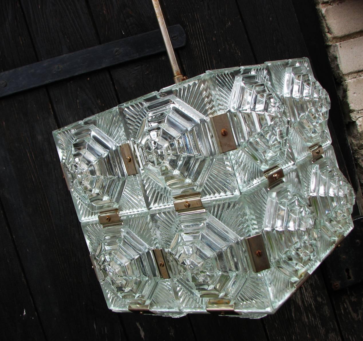 Mid-Century Modern Midcentury Cube Form Pendant Ceiling Fixture For Sale
