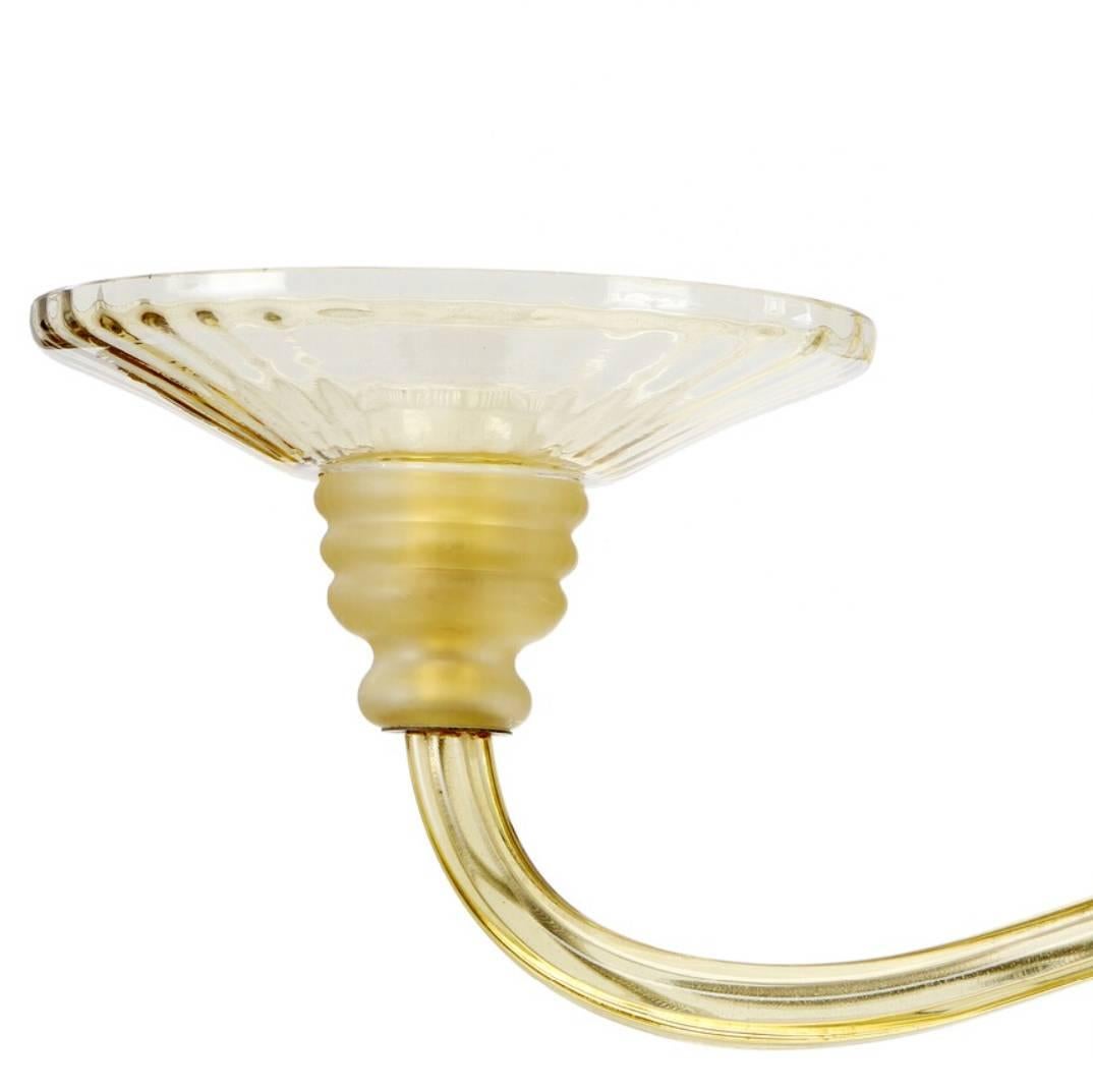 Large Murano handblown amber-glass chandelier with six arms and E27 porcelain sockets attributed to Venini from the 1930s.
Can be flush mounted or on a chain.