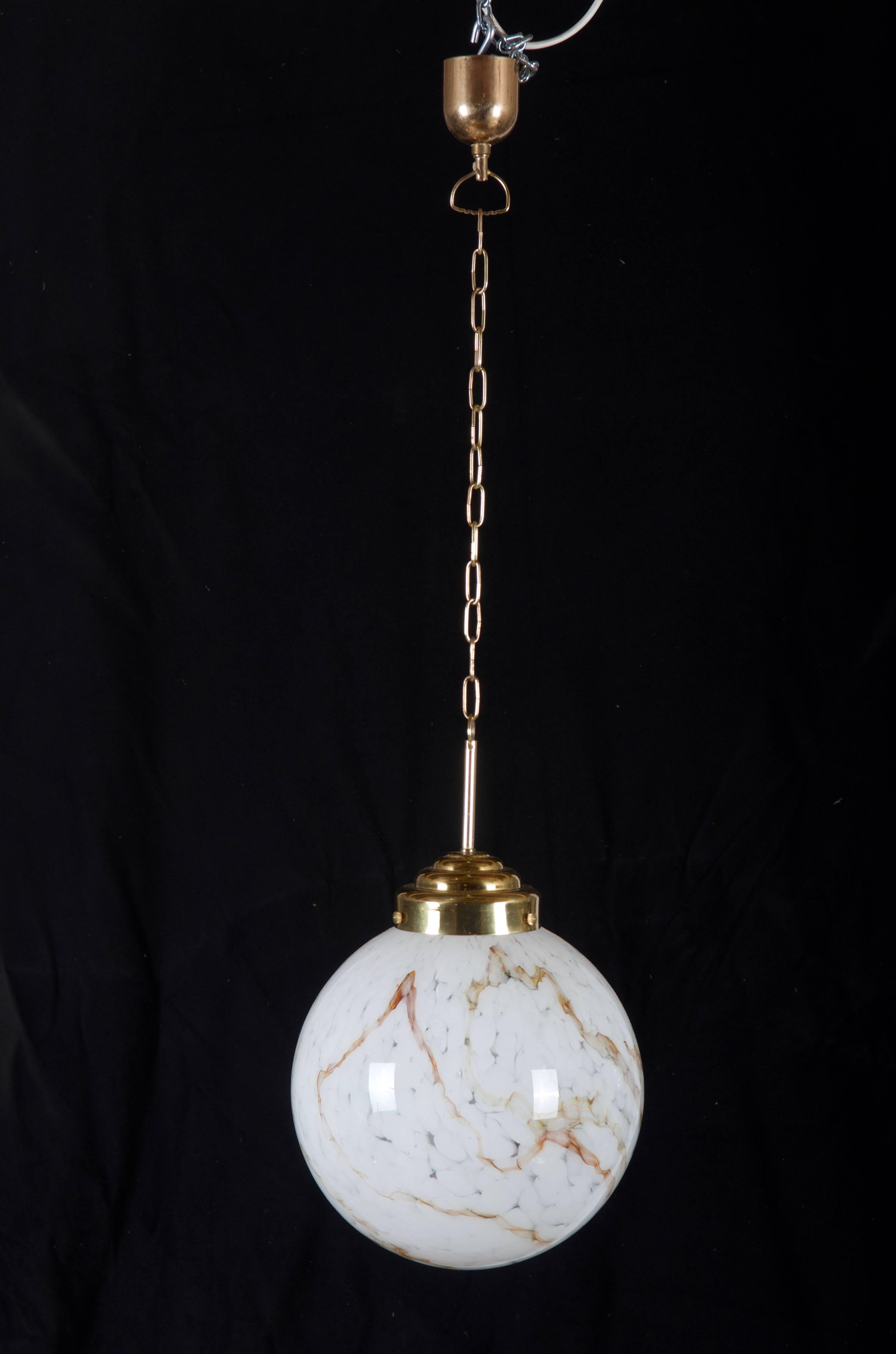 Late 20th Century Large Pendants in Art-Glass and Brass For Sale