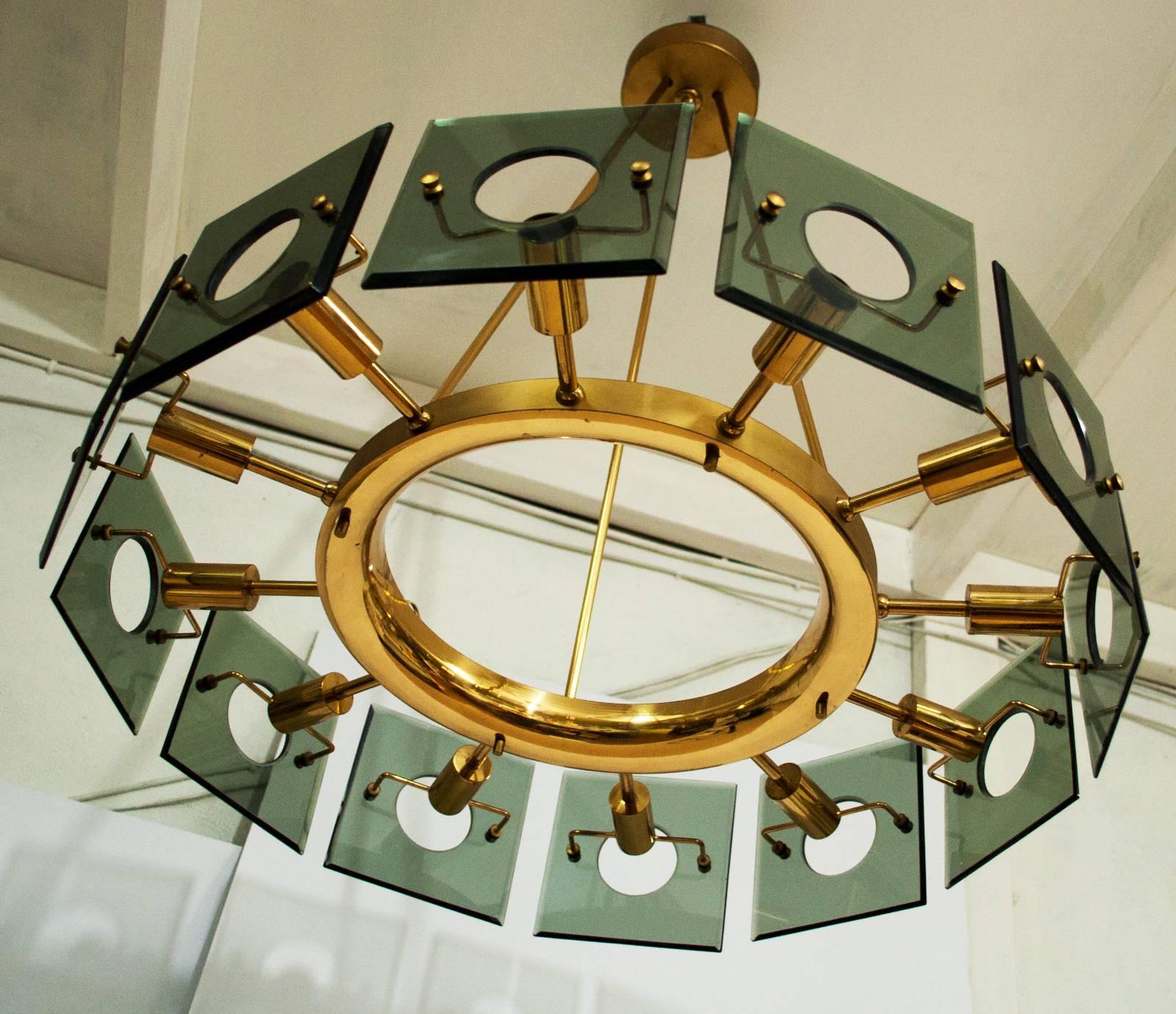 Mid-20th Century Large Rare Chandelier by Gino Paroldo For Sale