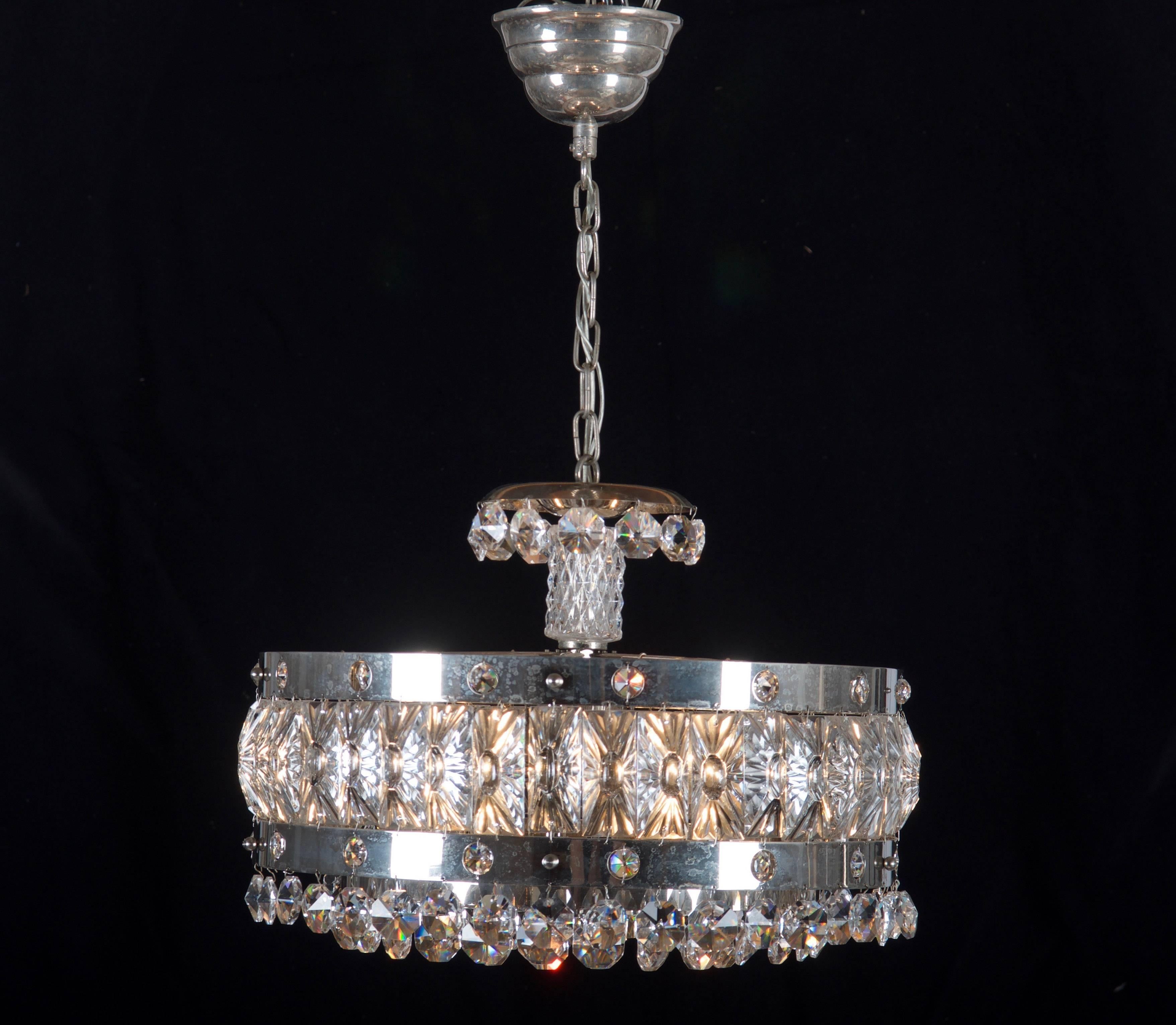 Midcentury Crystal Chandelier For Sale 2