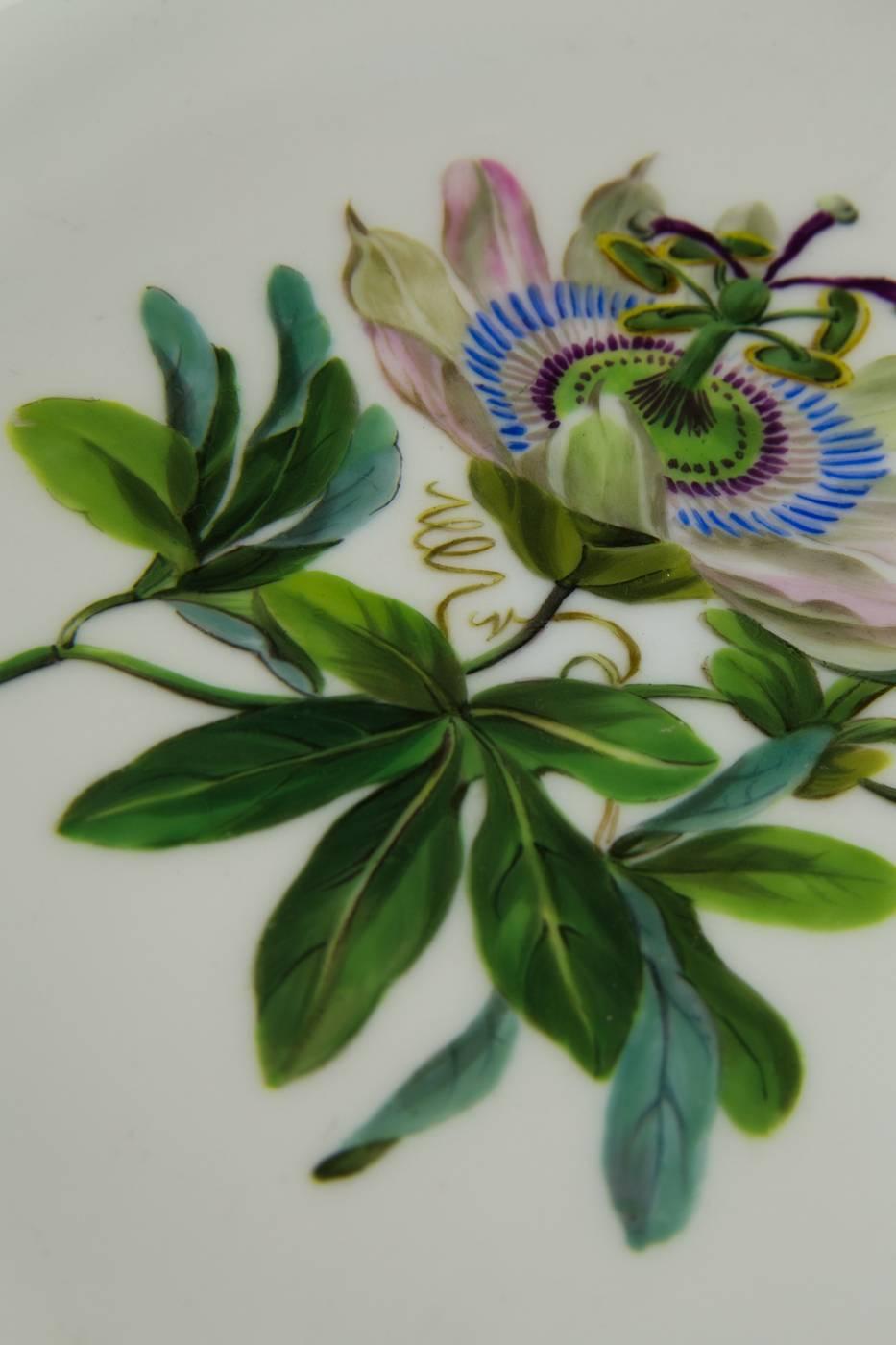 Art Deco Early 20th Century Meissen Plate with Passion Flower