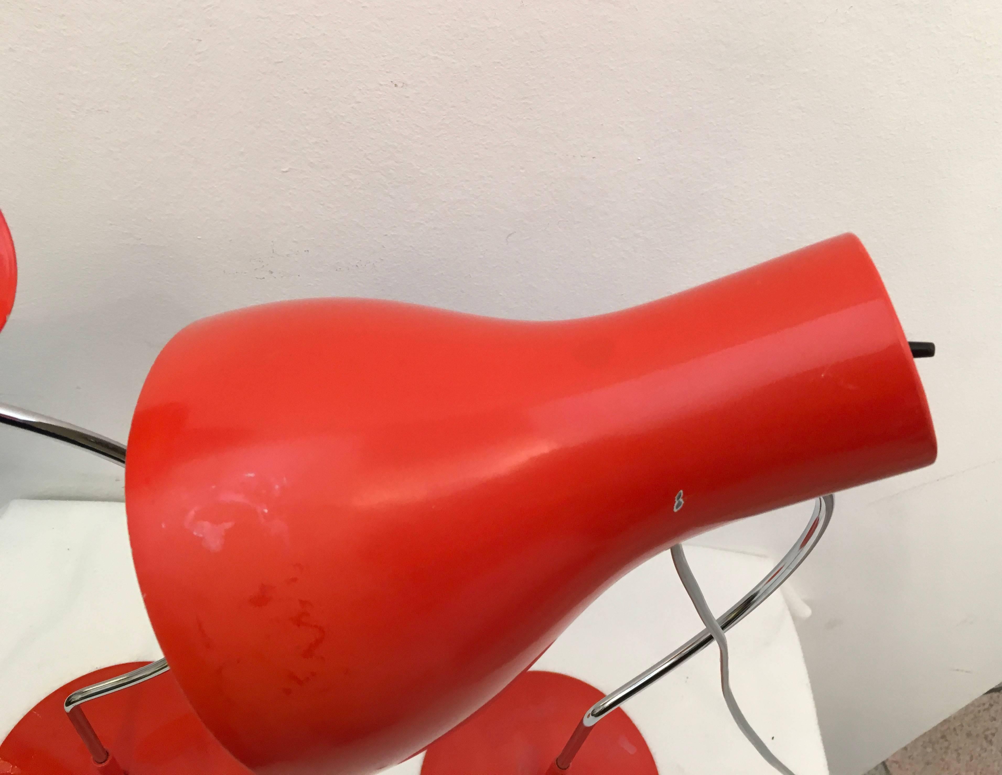 Red Midcentury Table Lamp by Josef Hurka for Napako In Good Condition For Sale In Vienna, AT