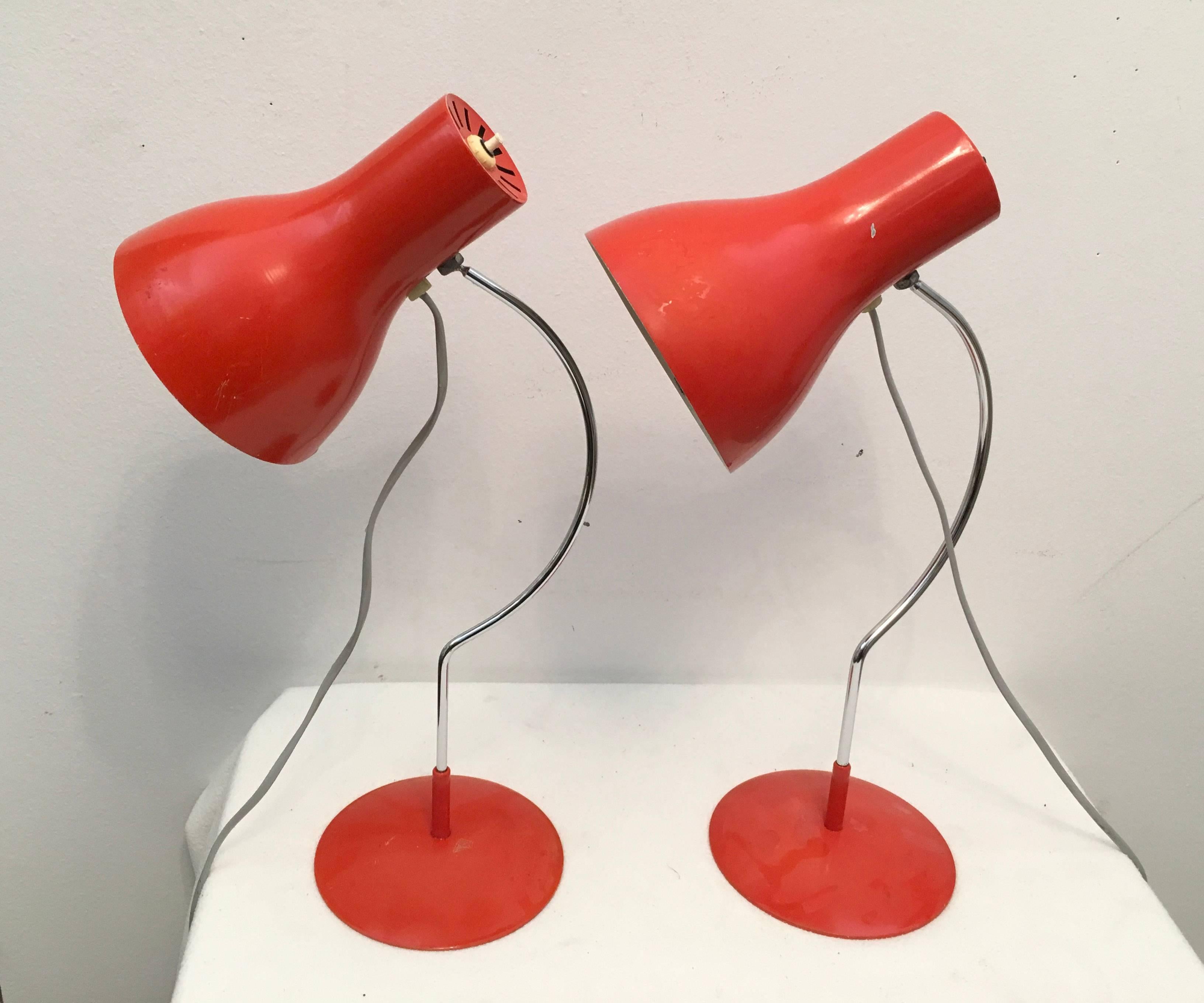 Czech Red Midcentury Table Lamp by Josef Hurka for Napako For Sale