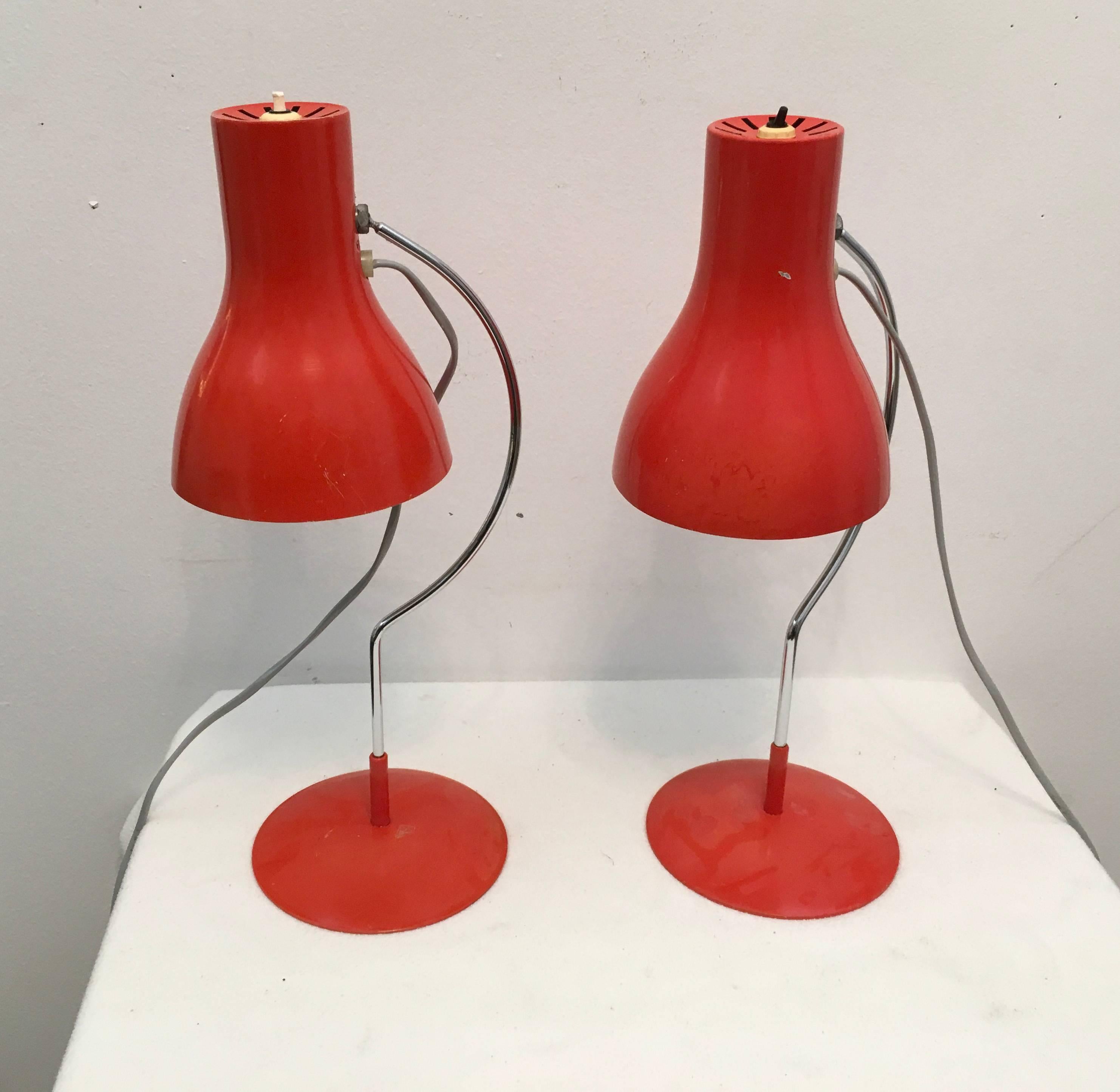 Mid-Century Modern Red Midcentury Table Lamp by Josef Hurka for Napako For Sale