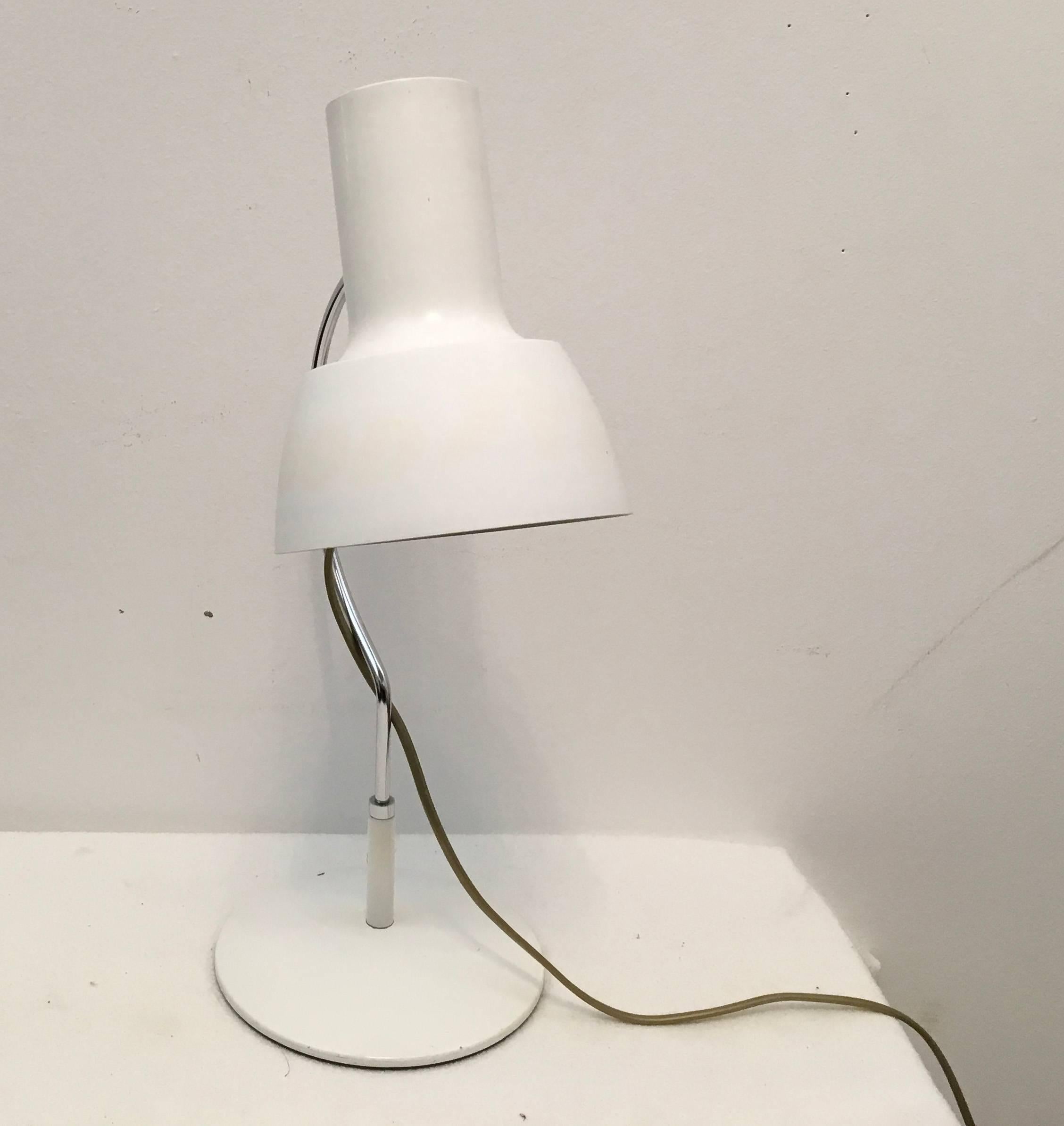 Aluminum White Midcentury White Table Desk Lamp by Josef Hurka for Napako