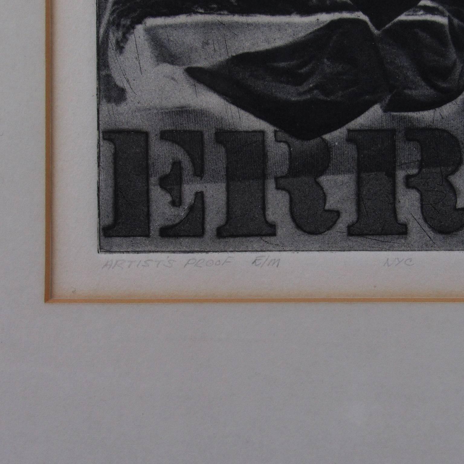 American Robert Indiana 'Err 123'  Framed Etching and Photogravure