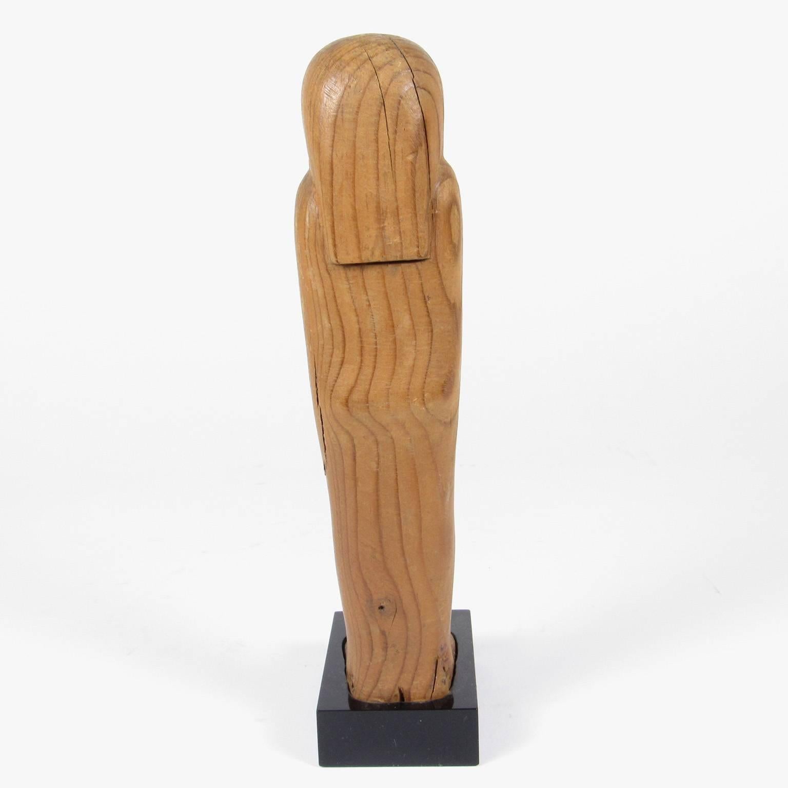 Ancient Egyptian Carved Wood Ushabti Figure In Good Condition In Concord, MA
