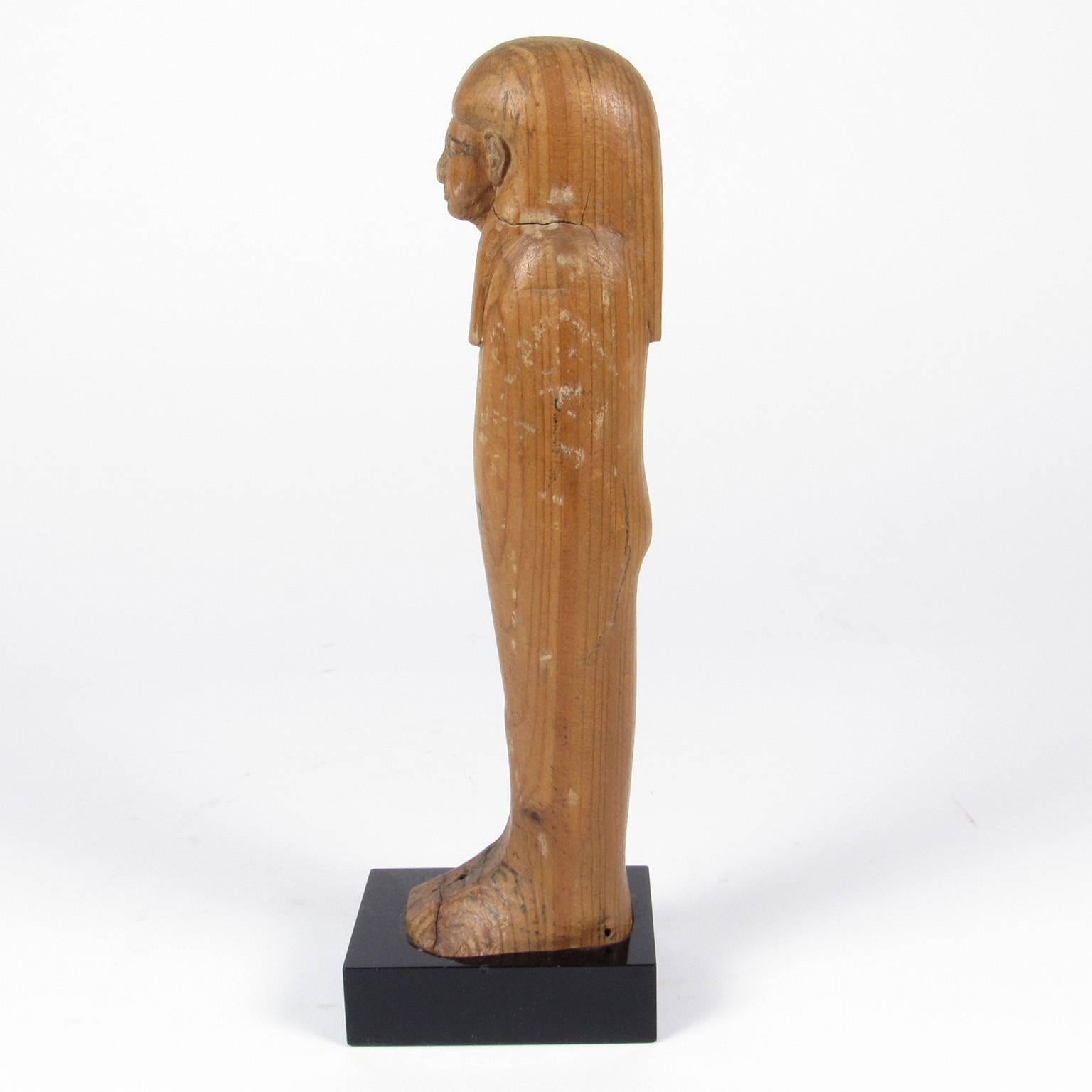 Hand-Carved Ancient Egyptian Carved Wood Ushabti Figure
