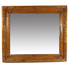 Antique Rustic English Carved Pine Landscape Mirror Antique Rustic English Carved Pine Landscape Mirror