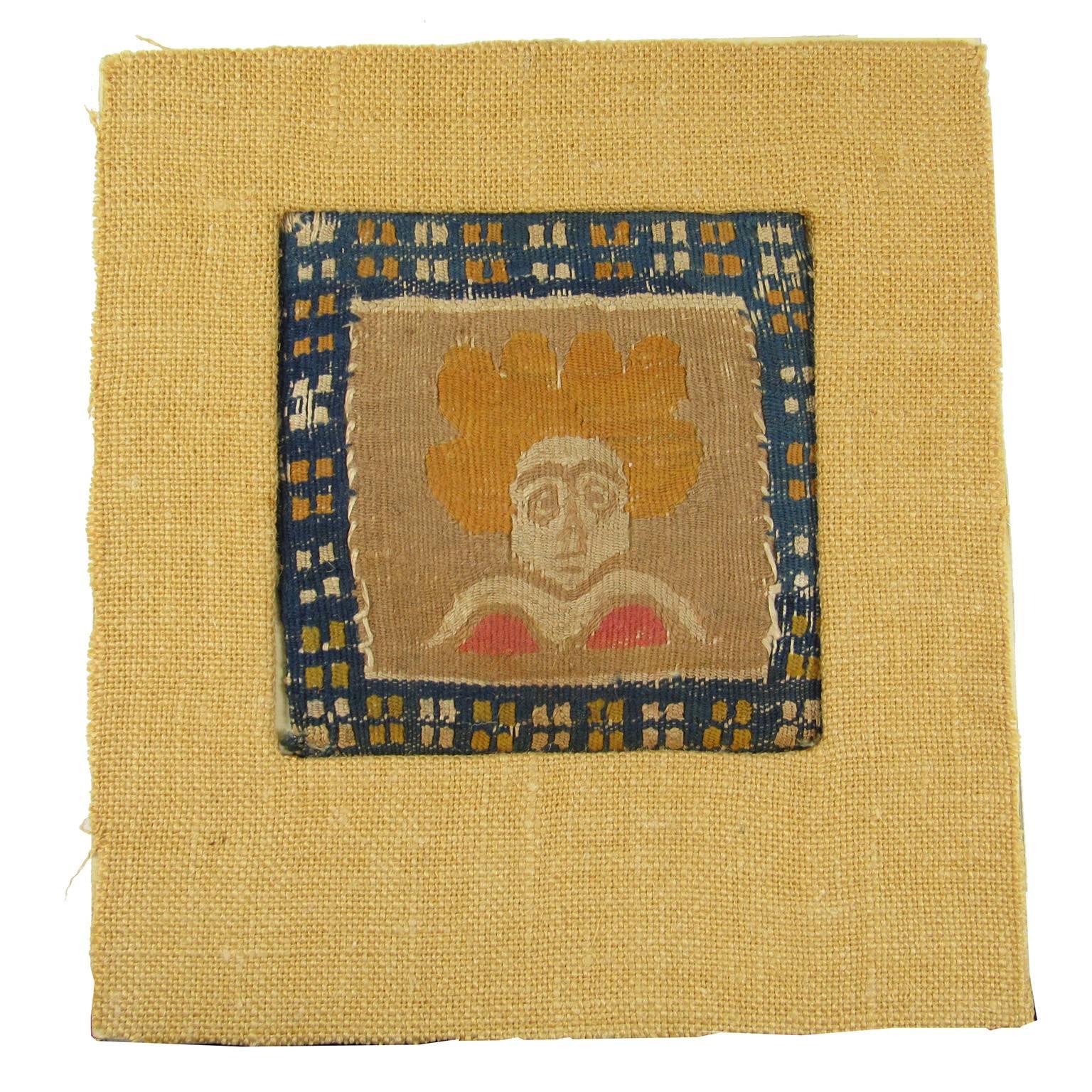 Needlework Ancient Egyptian Coptic Textile Fragment Portrait of a Woman