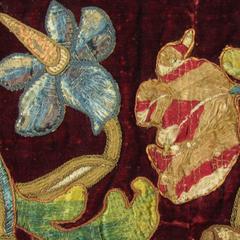 Antique Continental Renaissance Style Floral Embroidered Textile