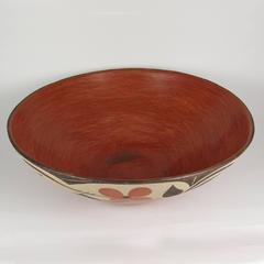 Rare Large Antique Native American Zia Pueblo Terracotta Dough Bowl