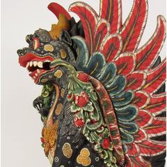 Early 20th Century Balinese Carved and Polychromed Wood Singa ‘Winged Lion’
