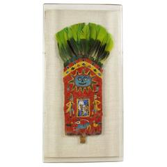 Antique South American Feather Headress Plaque