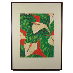 Large American School Calla Lilly Watercolor and Gouache Textile Design