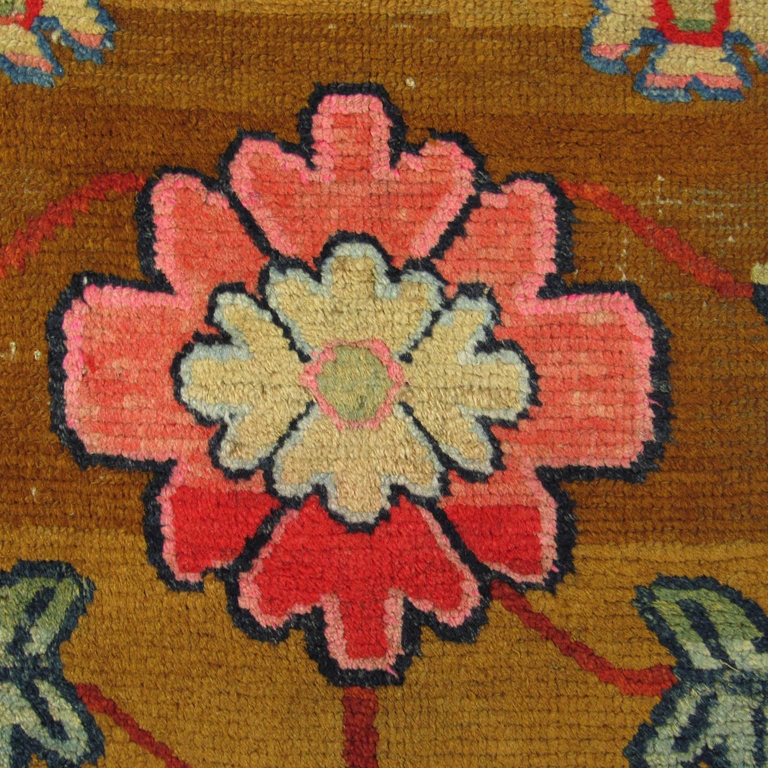 Antique Tibetan Rug In Fair Condition For Sale In Concord, MA