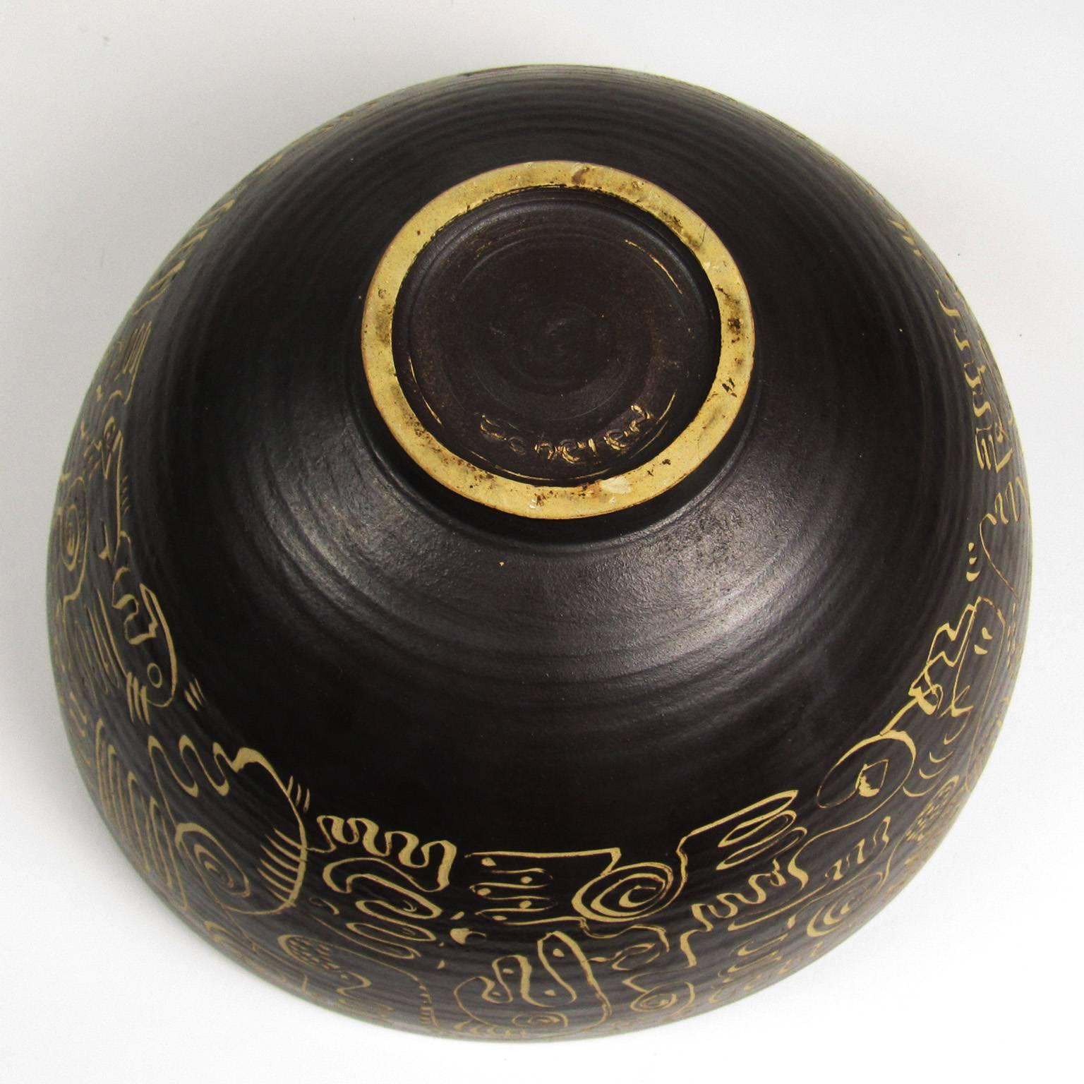 Mid-20th Century Edwin Scheier Brown Glazed Ceramic Bowl 1