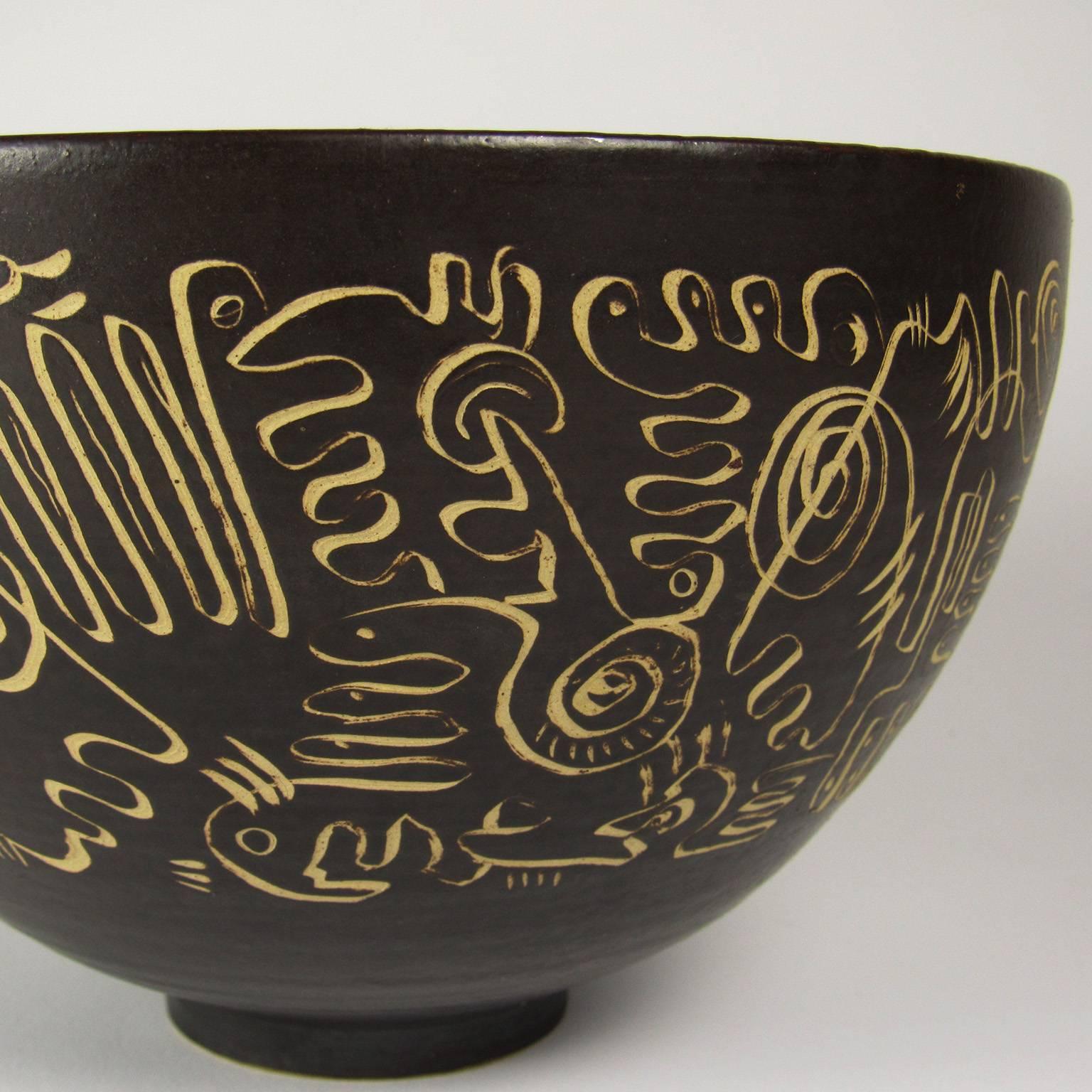 American Mid-20th Century Edwin Scheier Brown Glazed Ceramic Bowl