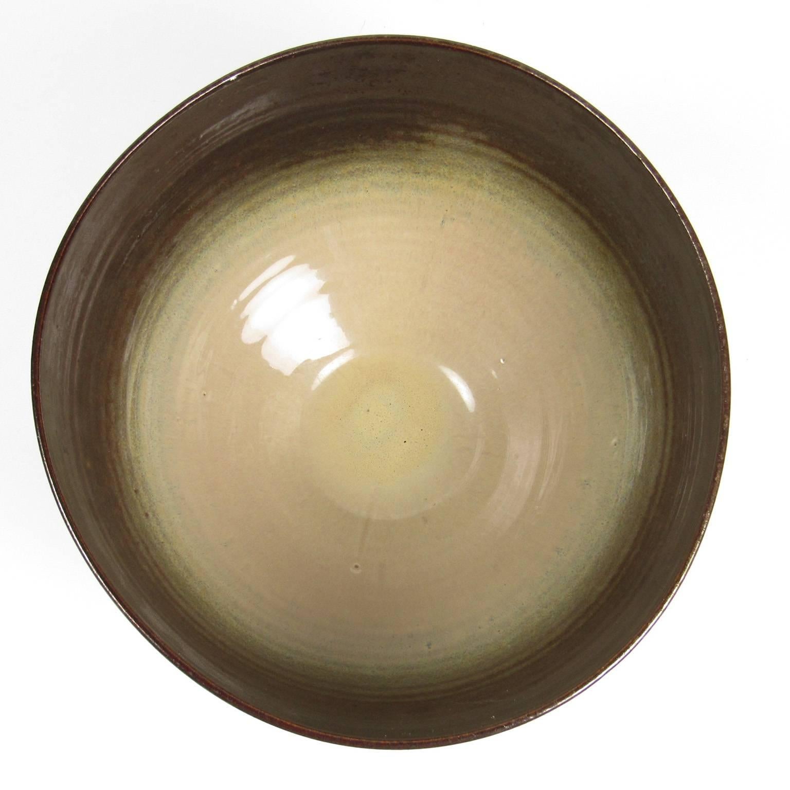 Mid-20th Century Edwin Scheier Brown Glazed Ceramic Bowl In Good Condition In Concord, MA