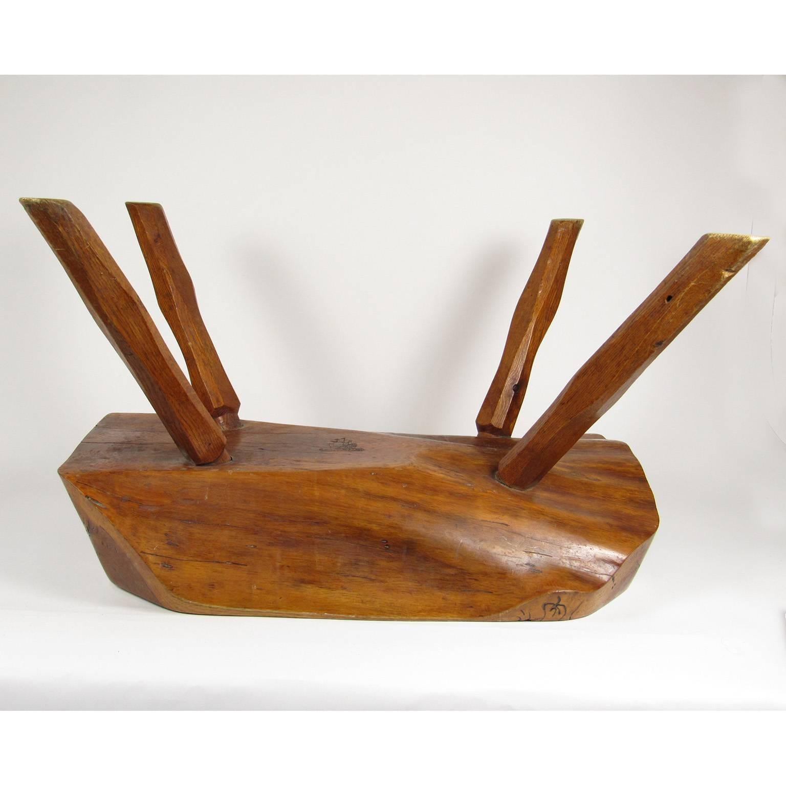 20th Century English Commemorative Mayflower Devon Oak Bench In Good Condition For Sale In Concord, MA