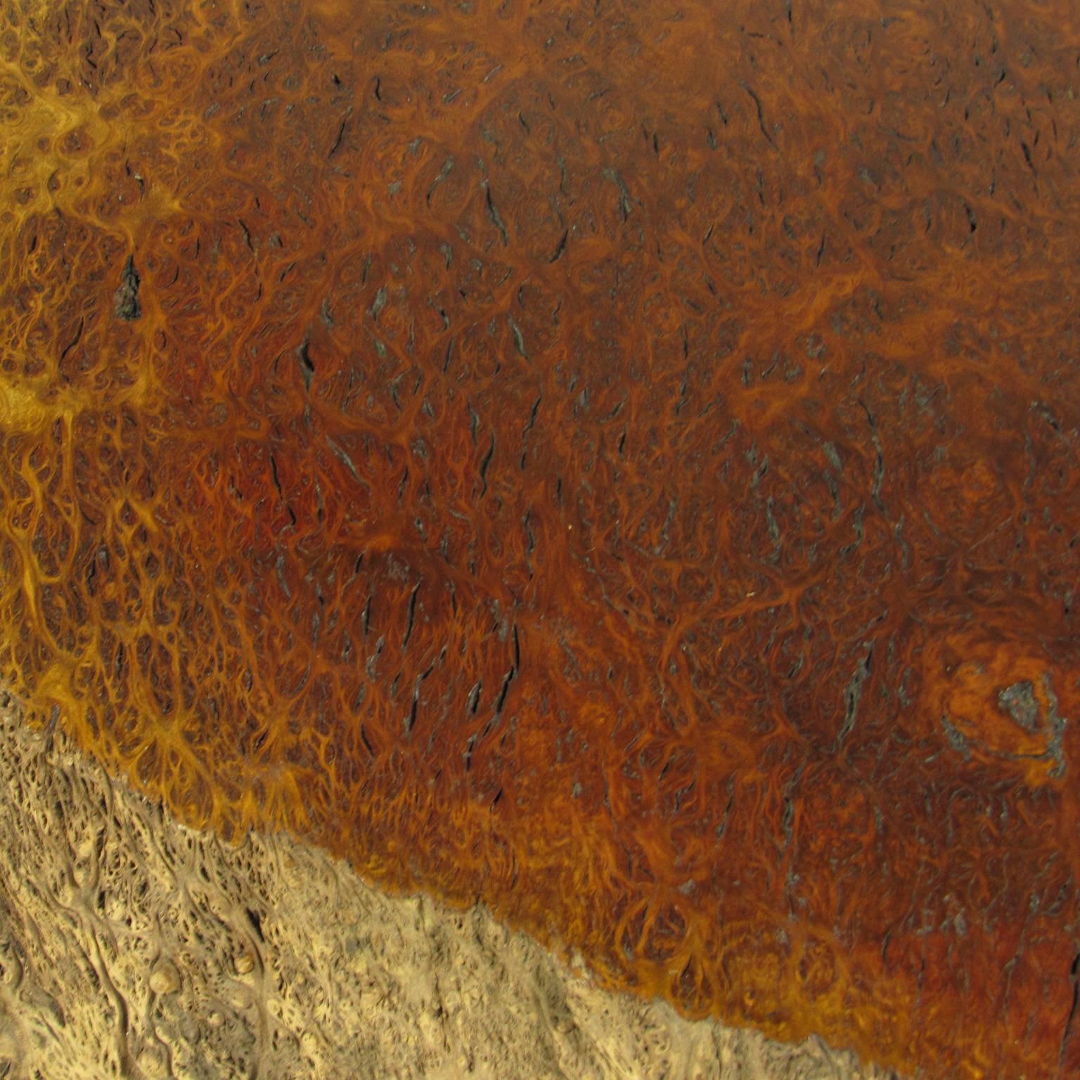Jarrah wood specimen top. Incredible patina. Ideal for a tabletop!!
Dimensions: 4 1/2 x 29 1/2 x 22 inches.