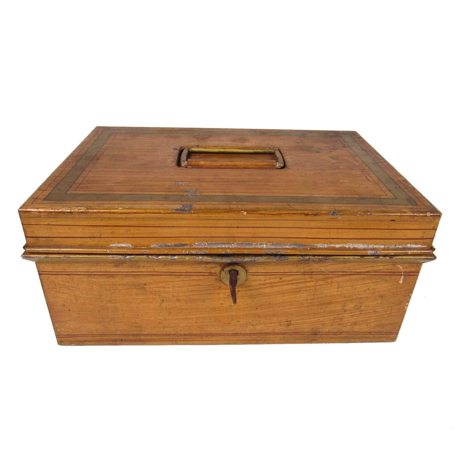 Yellow Grain Painted Tole Box For Sale