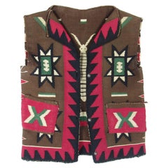 Antique Native American Germantown Wool Vest with Silver Buttons 7