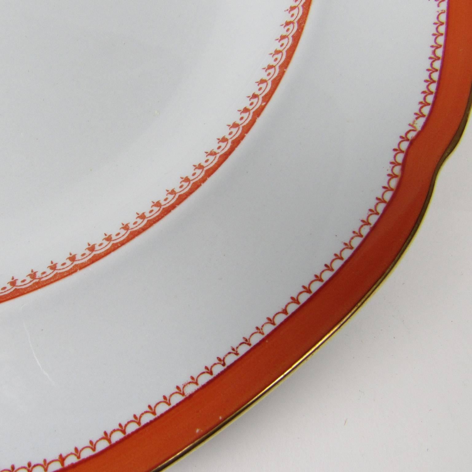 19th Century Set of 12 Copeland Spode Newburyport Red Gilt Edge Dinner Plates